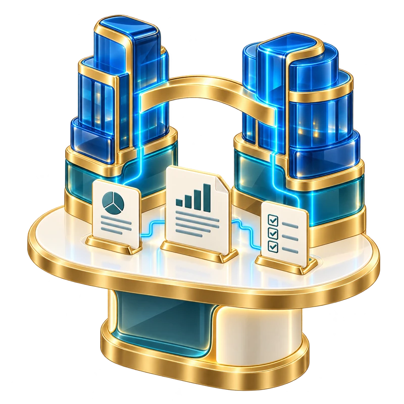 M&A agent at its gold-and-blue workstation